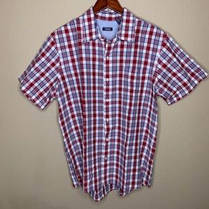 Izod Short Sleeve Button Down Shirt XL Plaid
